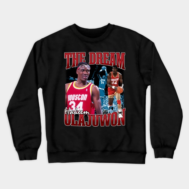 Hakeem Olajuwon The Dream Basketball Legend Signature Vintage Retro 80s 90s Bootleg Rap Style Crewneck Sweatshirt by CarDE